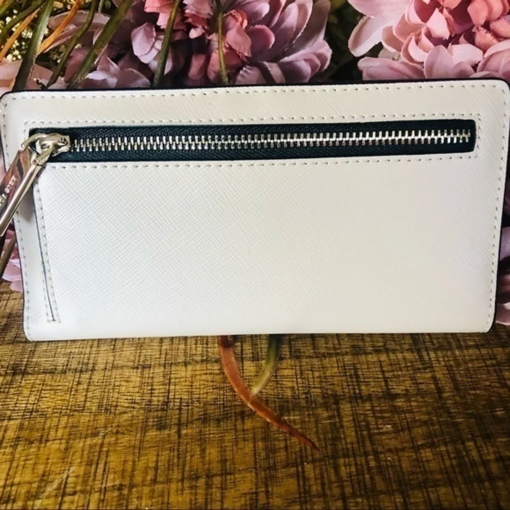 Kate Spade Saffiano Leather Wallet Snap Closure ID Window Zip Back NWT